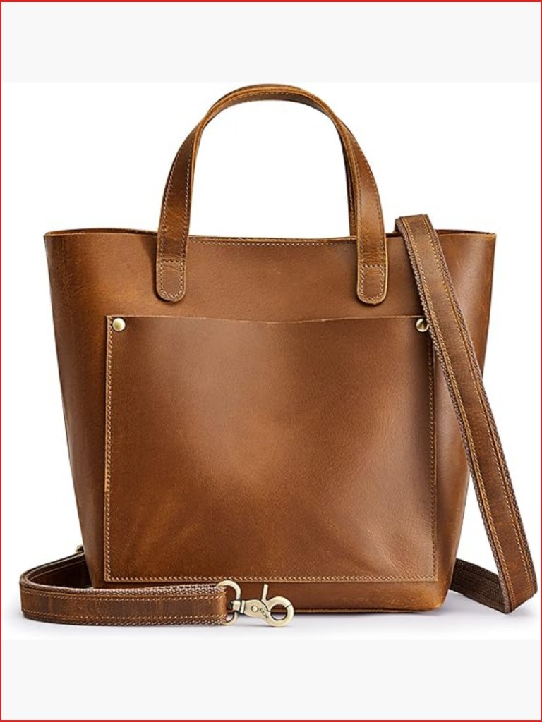 Genuine Leather Mini Crossbody Tote Bag Satchel With Inner Pouch 3-Way Carry